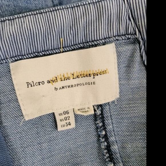 Anthropologie Pilcro Letterpress‎ Denim Jumpsuit Womens Size 2 Belted Sleeveless - Picture 10 of 10